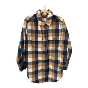 NWOT Old Navy Plaid Soft-Brushed Utility Shacket in Blue/Yellow Plaid Size M